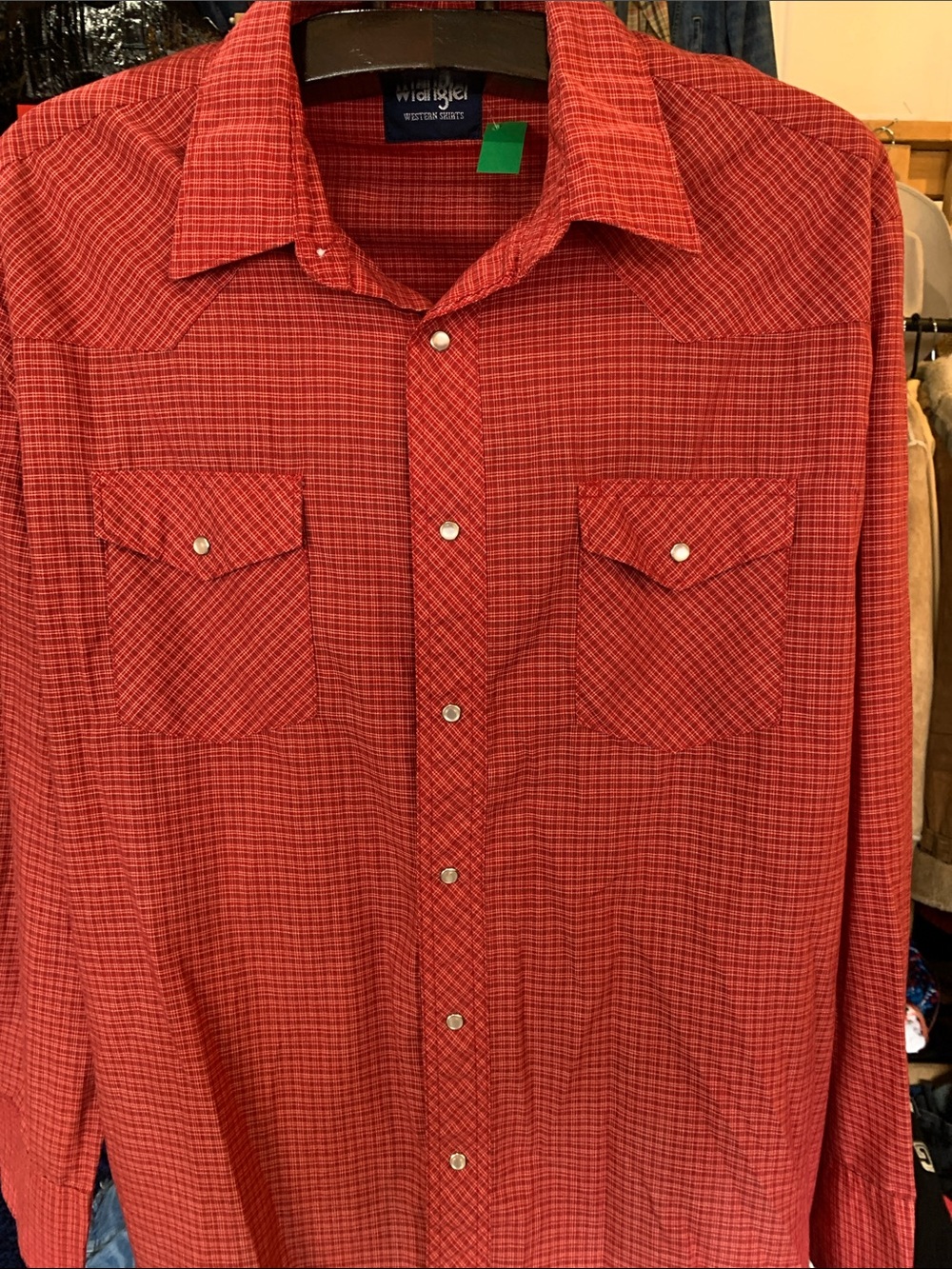Wrangler Red Patterned Long-Sleeve Button-Front Western Shirt